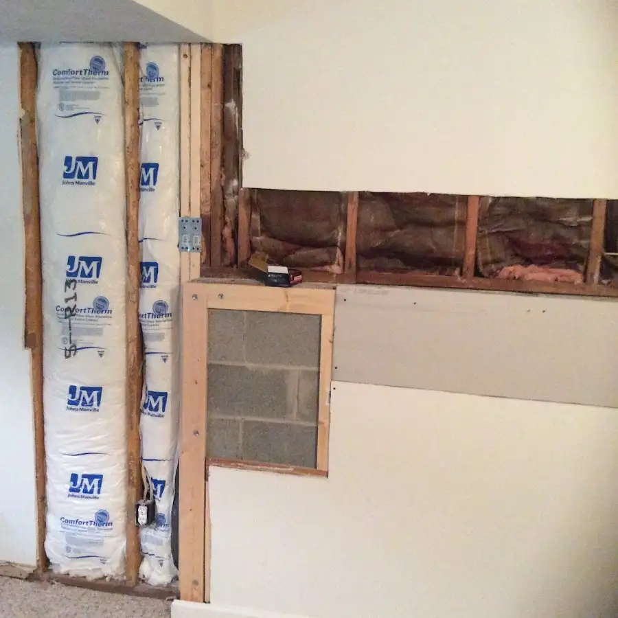 Wall insulation replacement during Basement Flood Cleanup in Earl